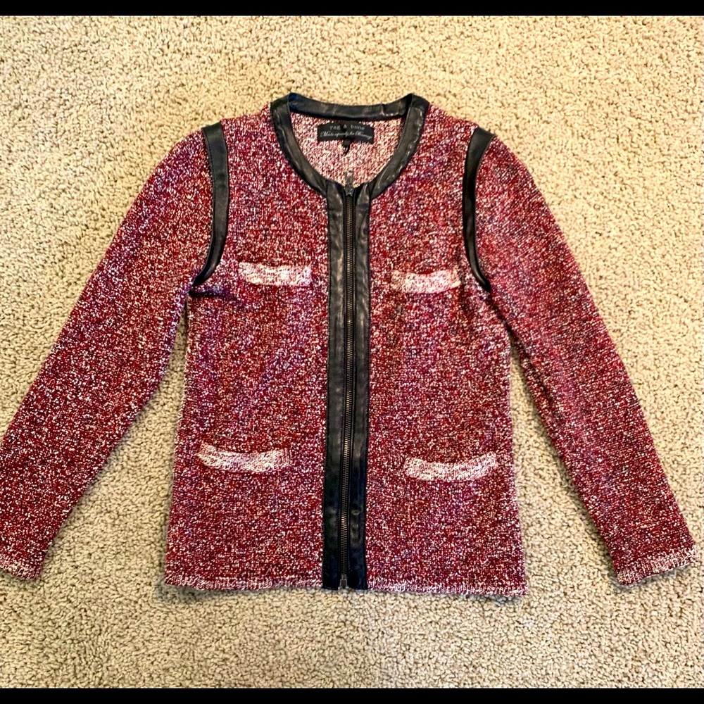 Rag & Bone knit jacket with leather trim